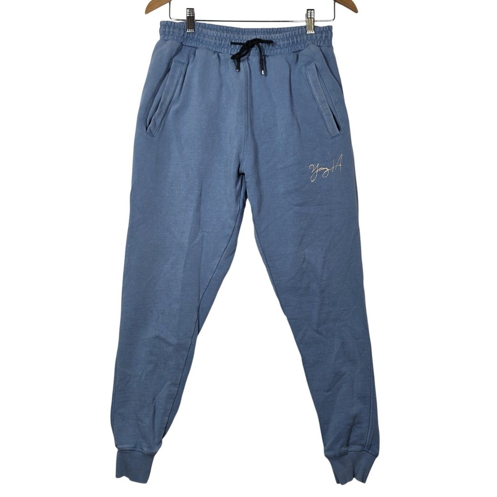 YoungLA Sweatpants Men's Medium Blue Joggers Drawstring Athletic Lounge Pants